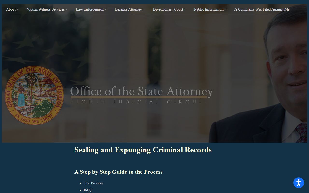 Alachua County arrest records State Attorney seal and expunge information page