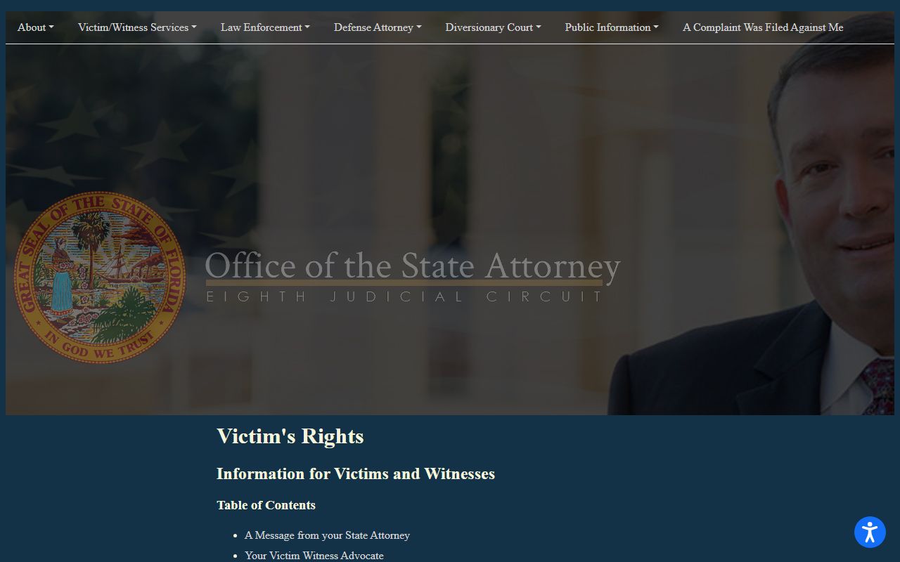 Alachua County arrest records State Attorney victim rights page