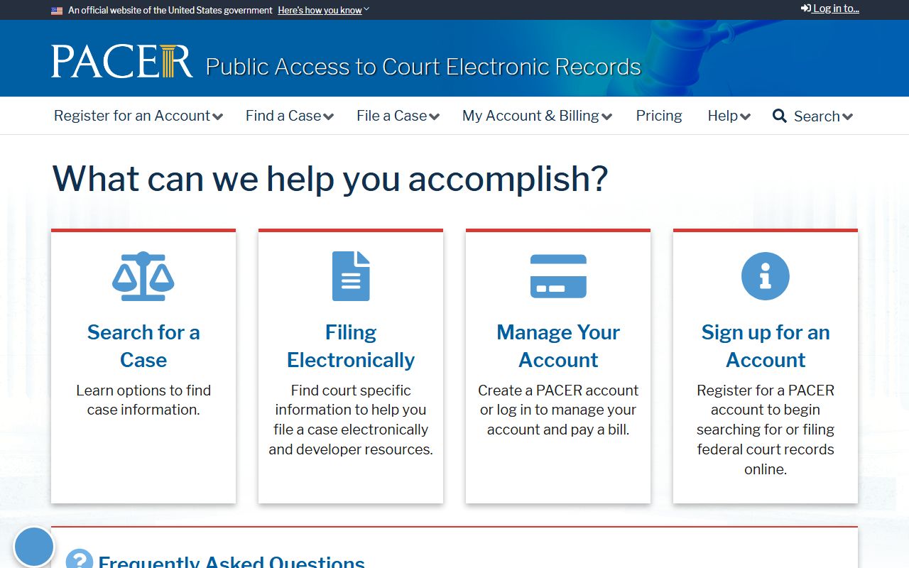 Alachua County federal court records access through PACER registration